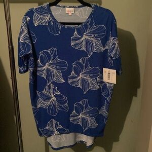 Lularoe xxs blue and white Irma shirt